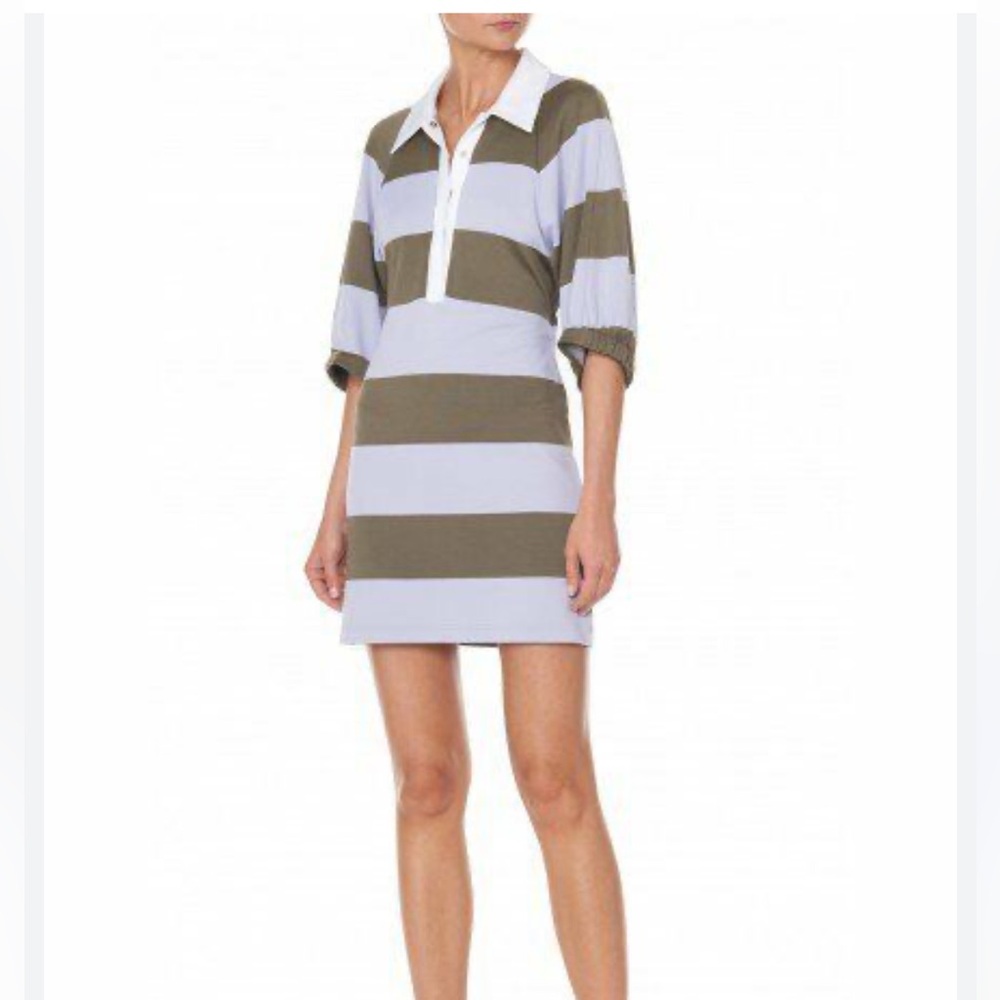 Tibi Rugby Buttoned Mini Dress with Polo Collar and Low back cutout